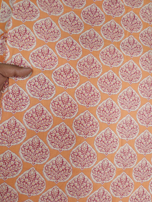 Peach Buta Printed Cotton Fabric – 60 Inch Width