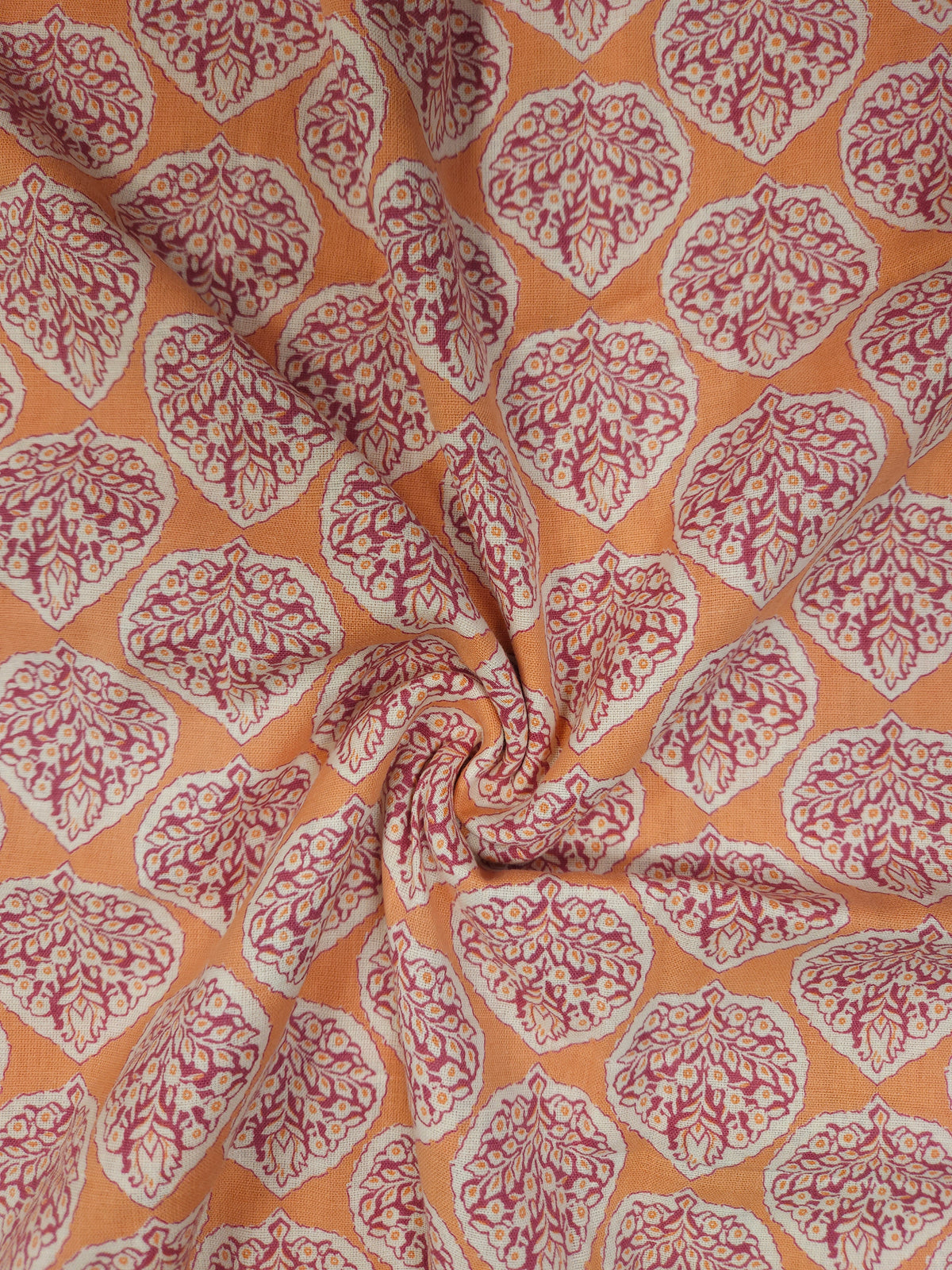 Peach Buta Printed Cotton Fabric – 60 Inch Width