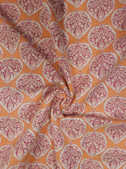 Peach Buta Printed Cotton Fabric – 60 Inch Width