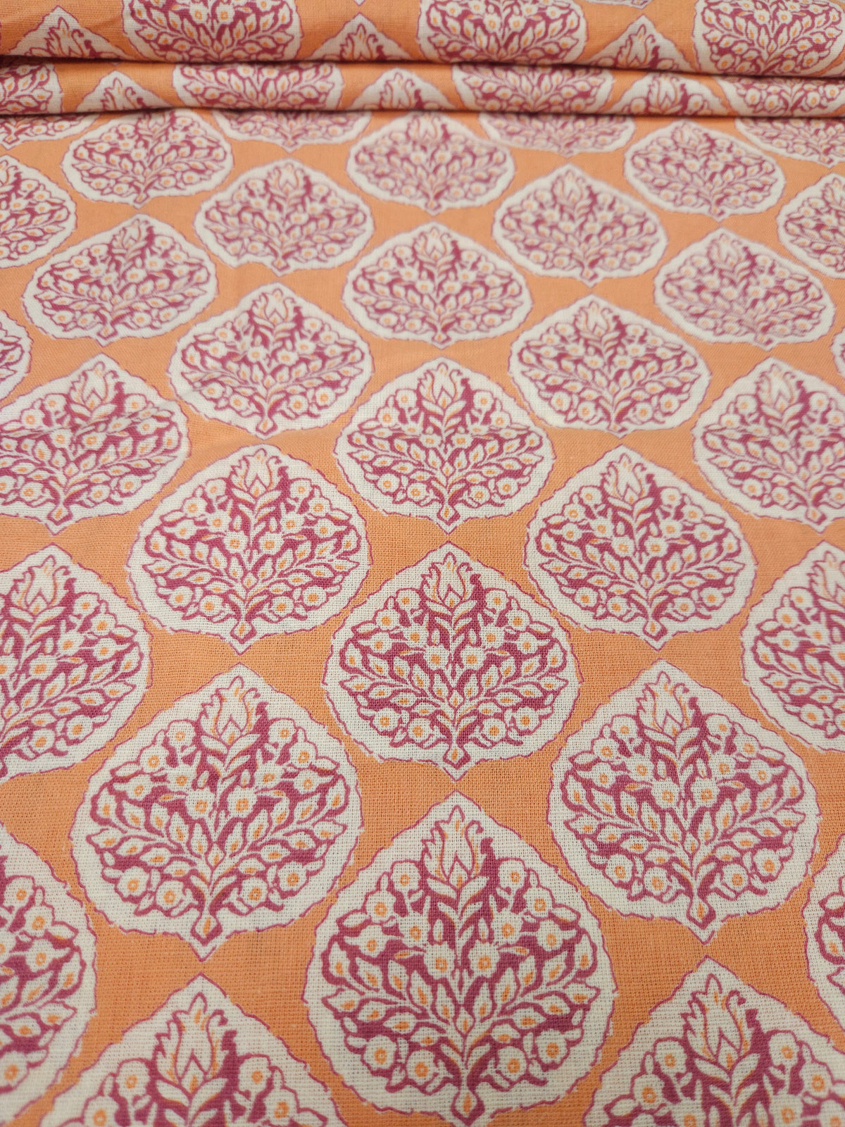 Peach Buta Printed Cotton Fabric – 60 Inch Width