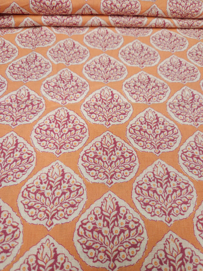 Peach Buta Printed Cotton Fabric – 60 Inch Width