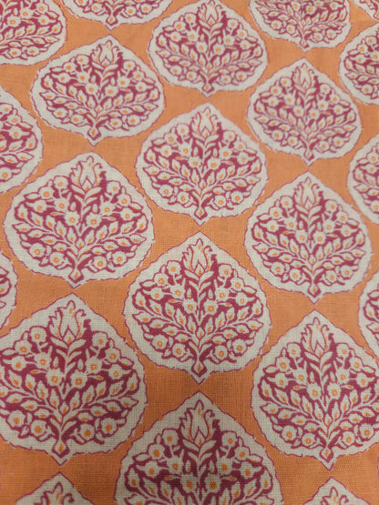 Peach Buta Printed Cotton Fabric – 60 Inch Width
