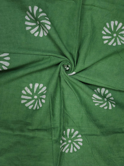 Green Mul Cotton Handwork Semi-stitched Suit Set with Dupatta| 3 Piece Suit Set