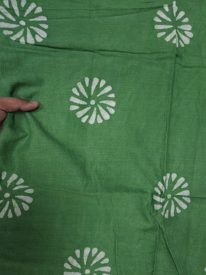 Green Mul Cotton Handwork Semi-stitched Suit Set with Dupatta| 3 Piece Suit Set