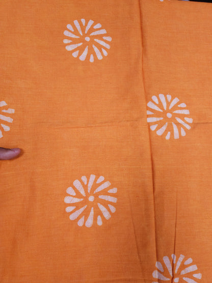 Orange Mul Cotton Handwork Semi-stitched Suit Set with Dupatta| 3 Piece Suit Set