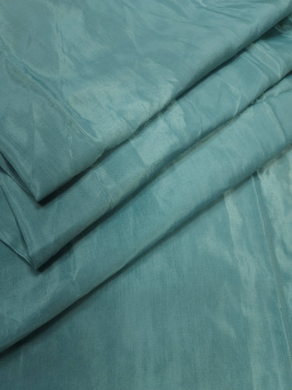 Sky Blue Printed Linen Semi-stitched Suit Set with Cotton Bottom & Organza Dupatta | 3Piece Suit Set