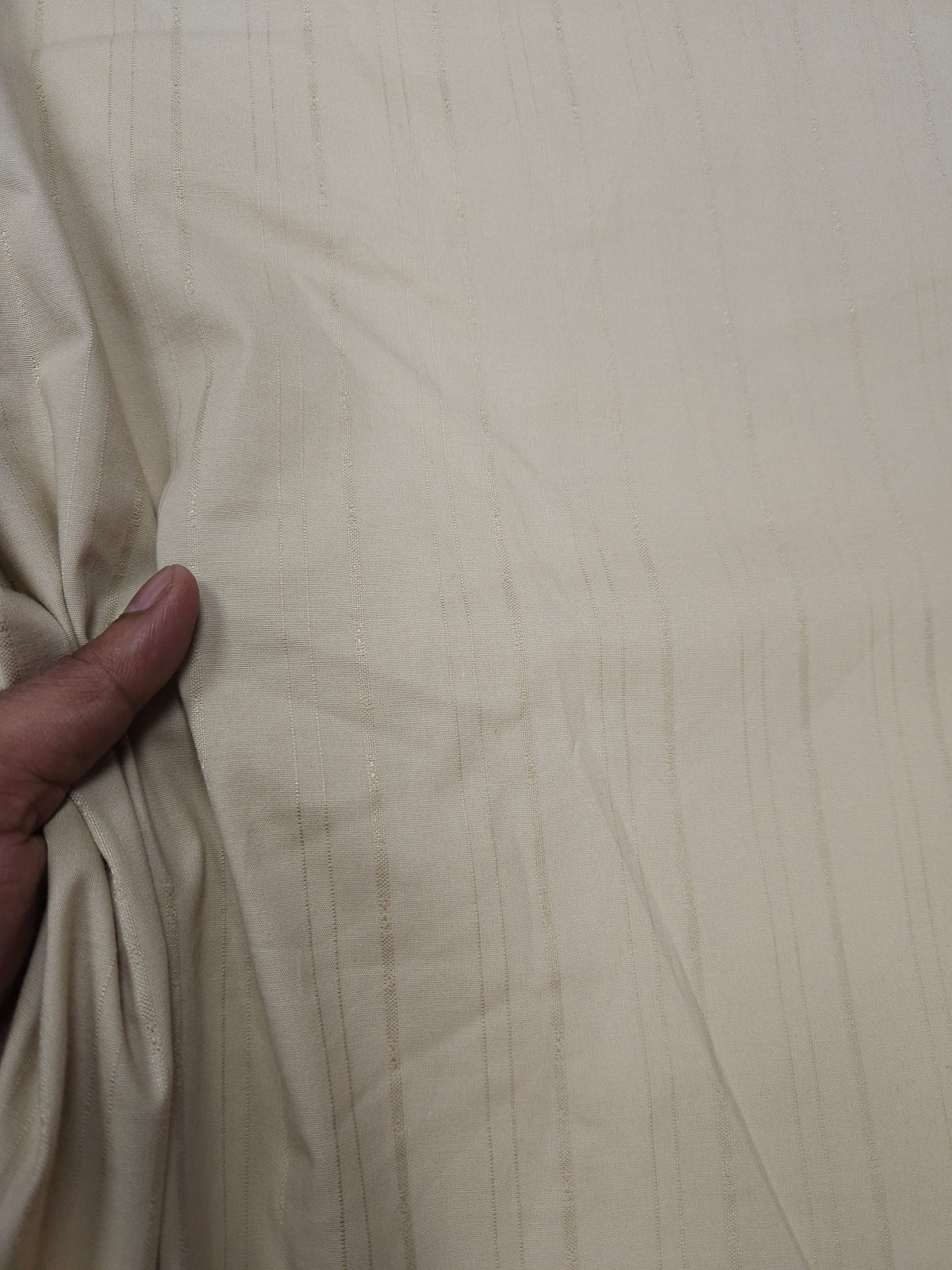 Beige -Golden Cotton Poplin Lycra Fabric with Self work-44" width