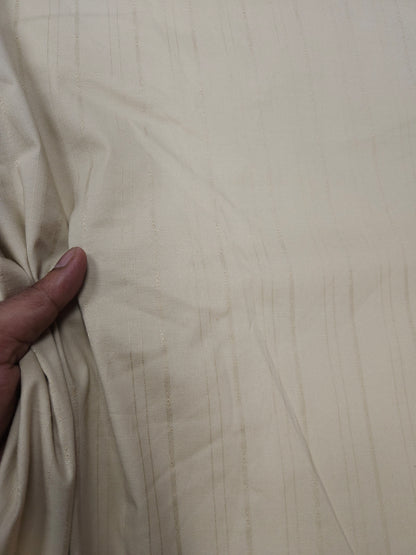 Beige -Golden Cotton Poplin Lycra Fabric with Self work-44" width