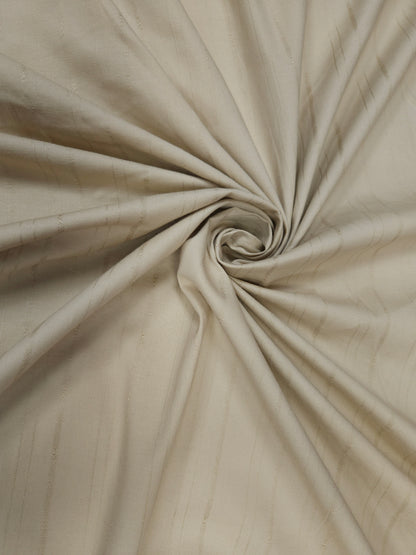 Beige -Golden Cotton Poplin Lycra Fabric with Self work-44" width
