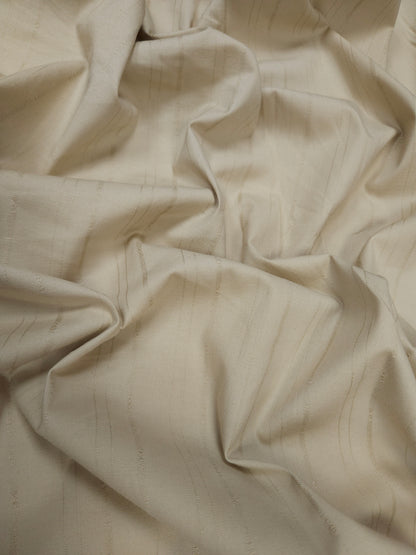 Beige -Golden Cotton Poplin Lycra Fabric with Self work-44" width