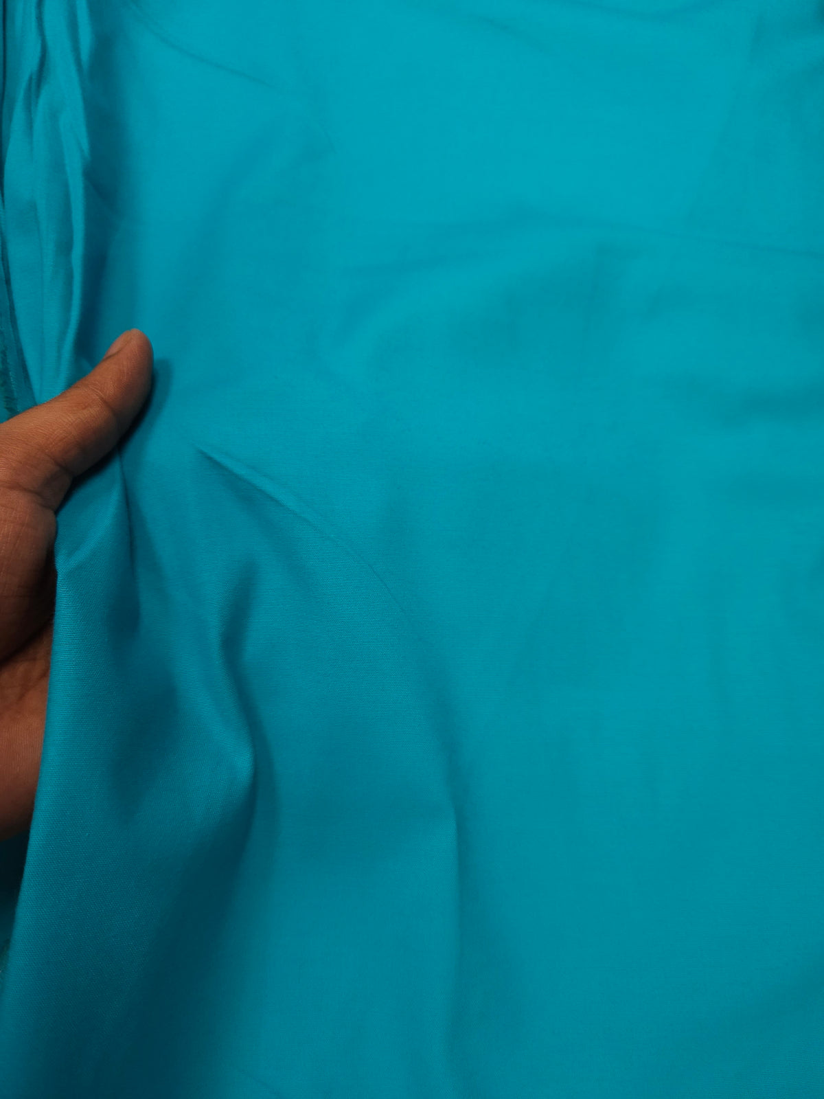 Turquoise Blue Cotton Poplin Lycra Fabric