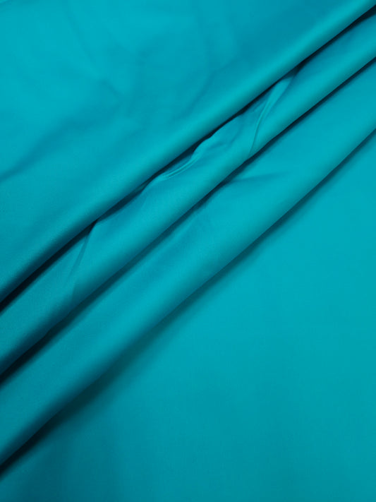 Turquoise Blue Cotton Poplin Lycra Fabric