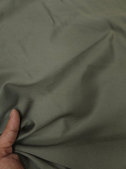Dark Olive Green Colour Cotton Poplin Lycra Fabric | 56 Inch Width