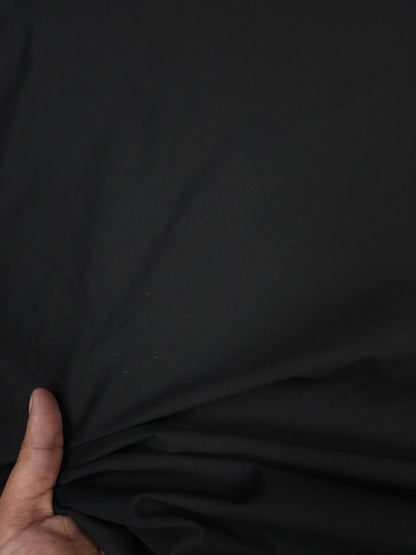 Black Colour Cotton Poplin Lycra Fabric | 56 Inch Width