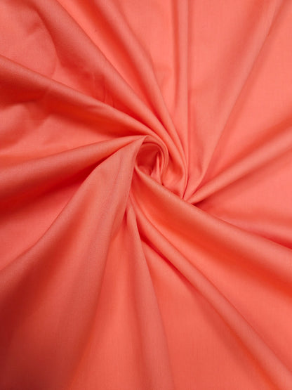 Peach Color Cotton Poplin Lycra Fabric | 56 Inch Width