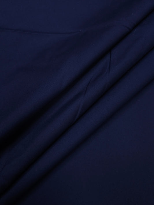 Navy Blue Colour Cotton Poplin Lycra Fabric | 56 Inch Width