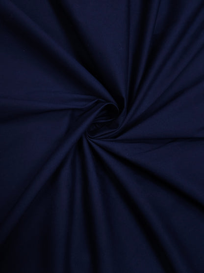 Navy Blue Colour Cotton Poplin Lycra Fabric | 56 Inch Width