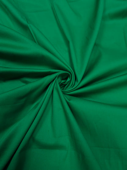 Deep Green Colour Cotton Poplin Lycra Fabric | 56 Inch Width