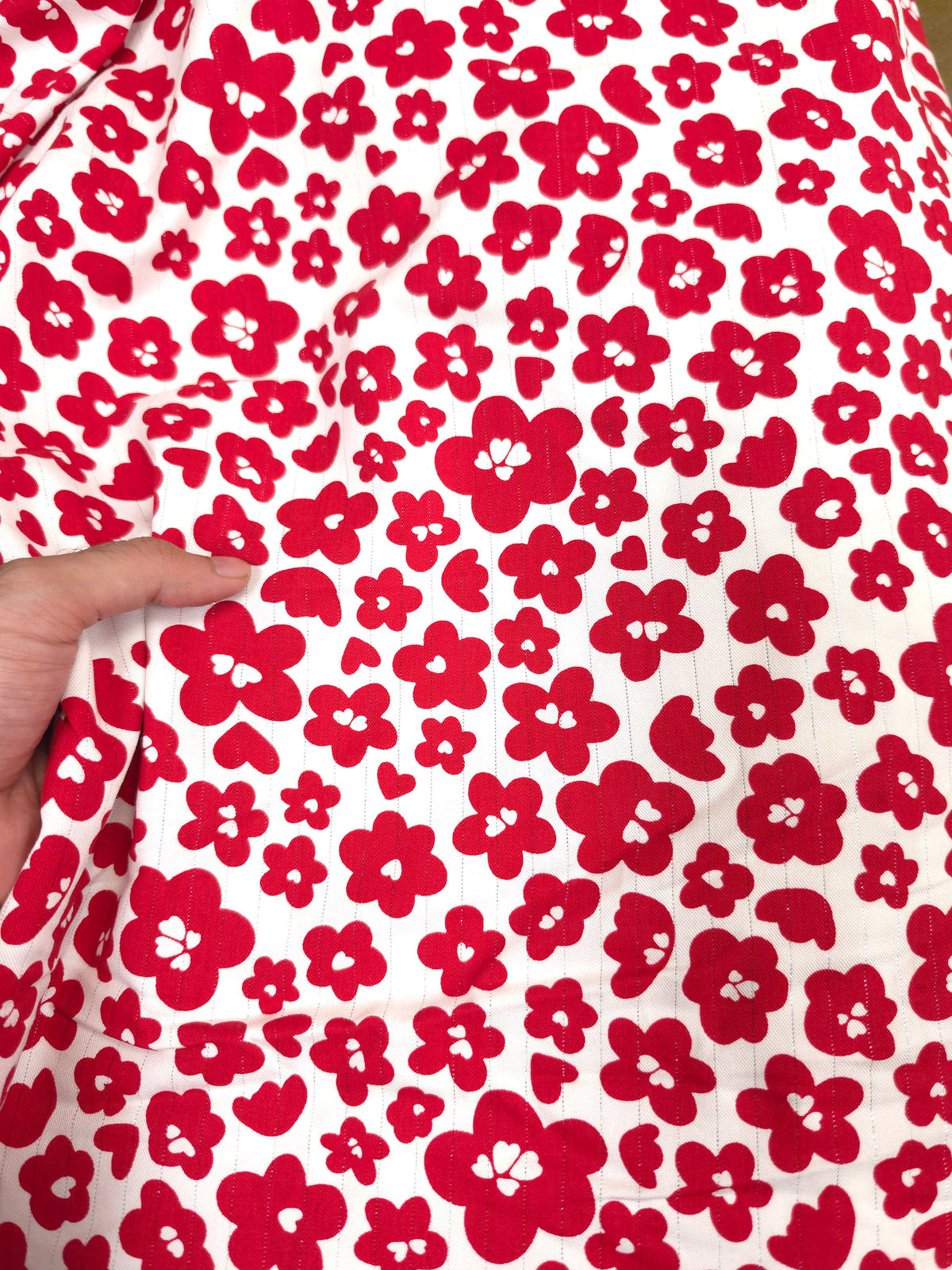 Red Floral Modal Rayon Cotton Fabric with Silver Lurex – 60 Inch