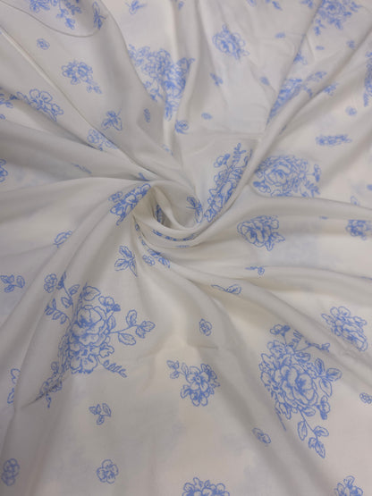 Sky Blue Floral Modal Rayon Fabric – 60 Inch Width