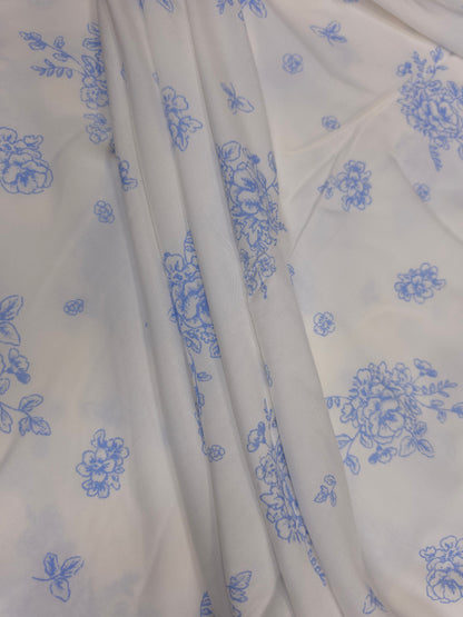Sky Blue Floral Modal Rayon Fabric – 60 Inch Width