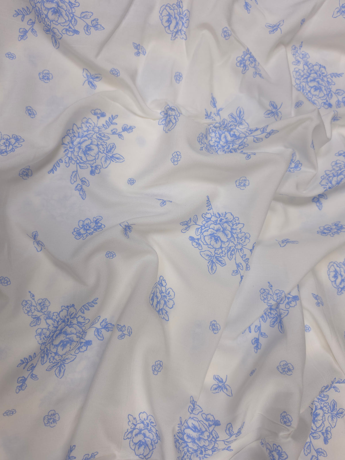 Sky Blue Floral Modal Rayon Fabric – 60 Inch Width
