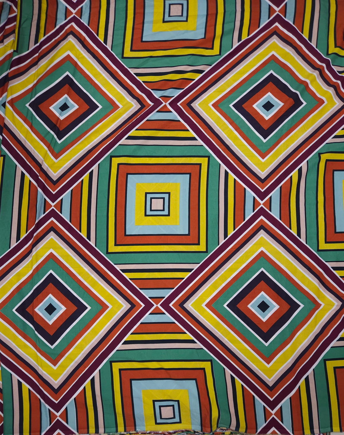 Japanese Crepe Geometric Diamond Print Fabric – 60 Inch Width