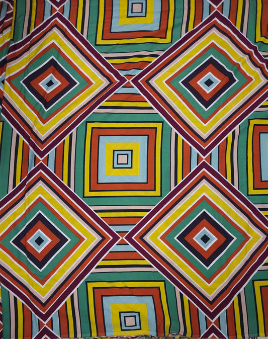 Japanese Crepe Geometric Diamond Print Fabric – 60 Inch Width