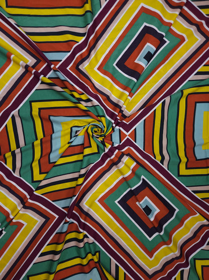 Japanese Crepe Geometric Diamond Print Fabric – 60 Inch Width