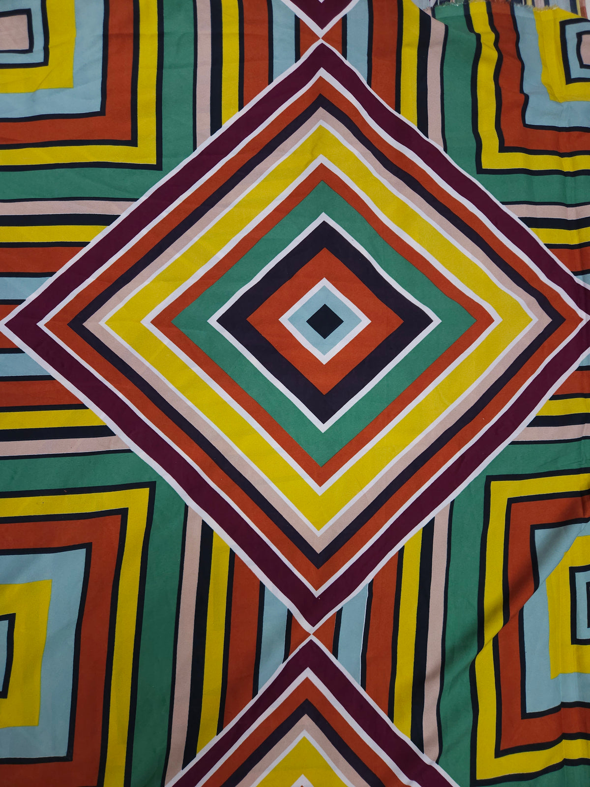 Japanese Crepe Geometric Diamond Print Fabric – 60 Inch Width