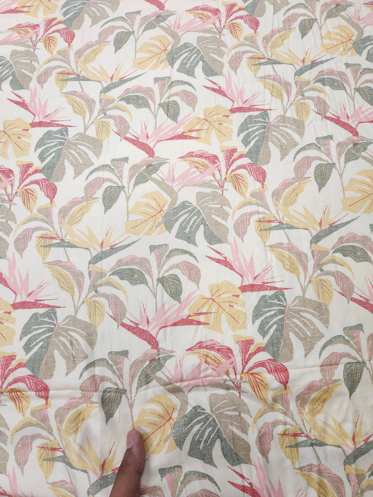 Rayon Twill Tropical Botanical Print Fabric – 60 Inch Width