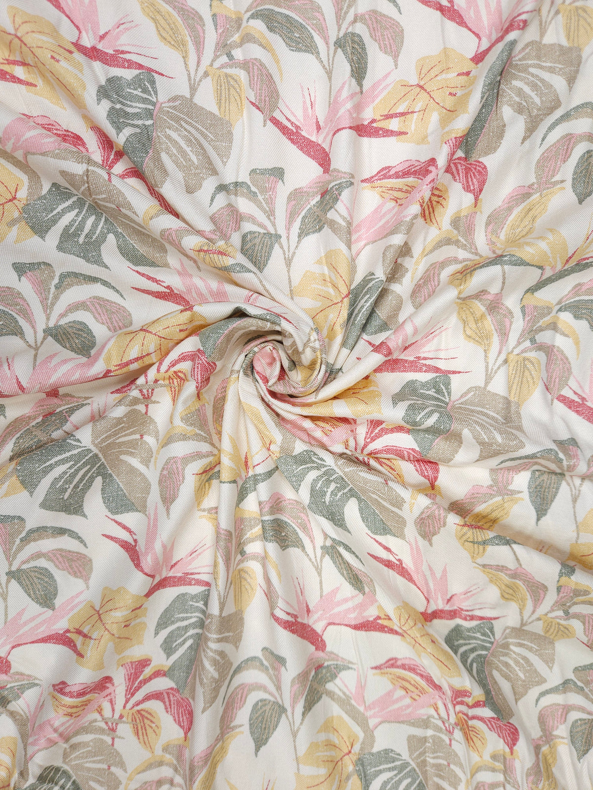 Rayon Twill Tropical Botanical Print Fabric – 60 Inch Width