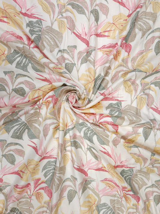 Rayon Twill Tropical Botanical Print Fabric – 60 Inch Width