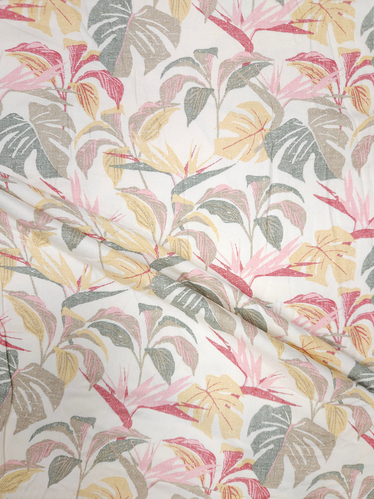 Rayon Twill Tropical Botanical Print Fabric – 60 Inch Width