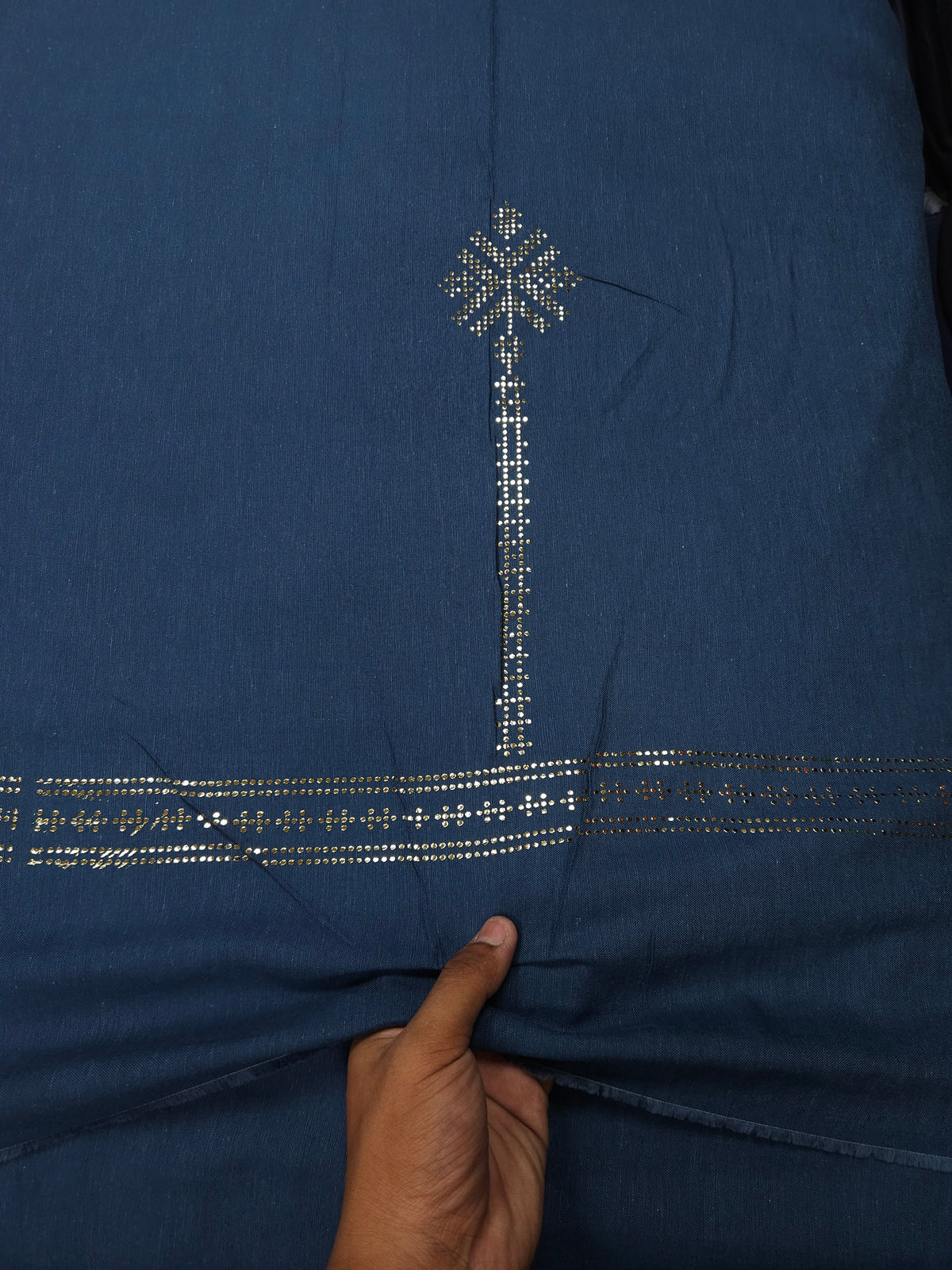 Navy Blue Rayon Embroidered Fabric – 60 Inch Width