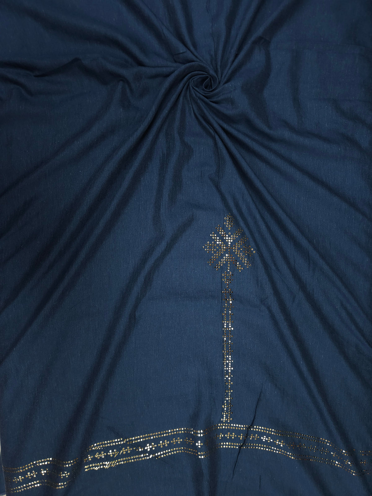 Navy Blue Rayon Embroidered Fabric – 60 Inch Width