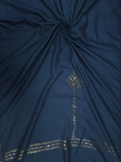 Navy Blue Rayon Embroidered Fabric – 60 Inch Width