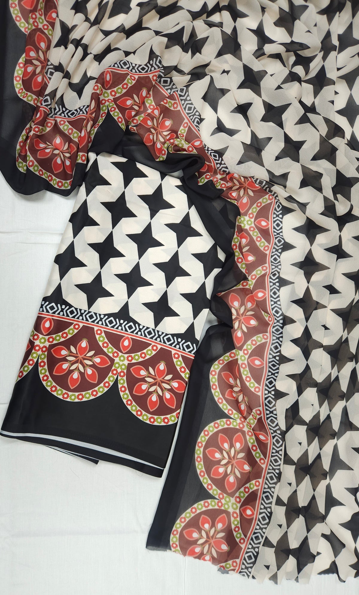 Armani Satin Farshi Salwar 3-Piece Suit Set with Digital Print Poly Georgette Dupatta