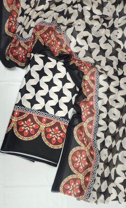 Armani Satin Farshi Salwar 3-Piece Suit Set with Digital Print Poly Georgette Dupatta