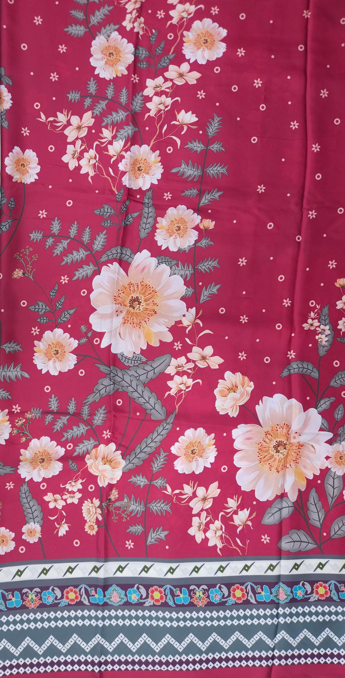 Pink Floral Armani Satin 3-Piece Farshi Salwar Suit with Digital Print Georgette Dupatta