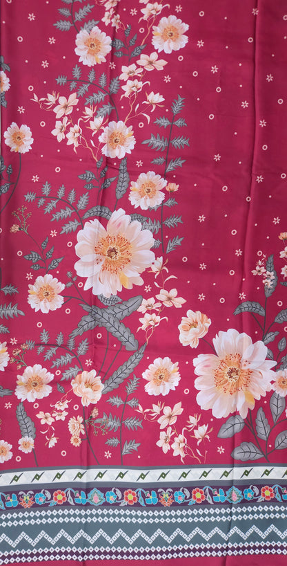 Pink Floral Armani Satin 3-Piece Farshi Salwar Suit with Digital Print Georgette Dupatta