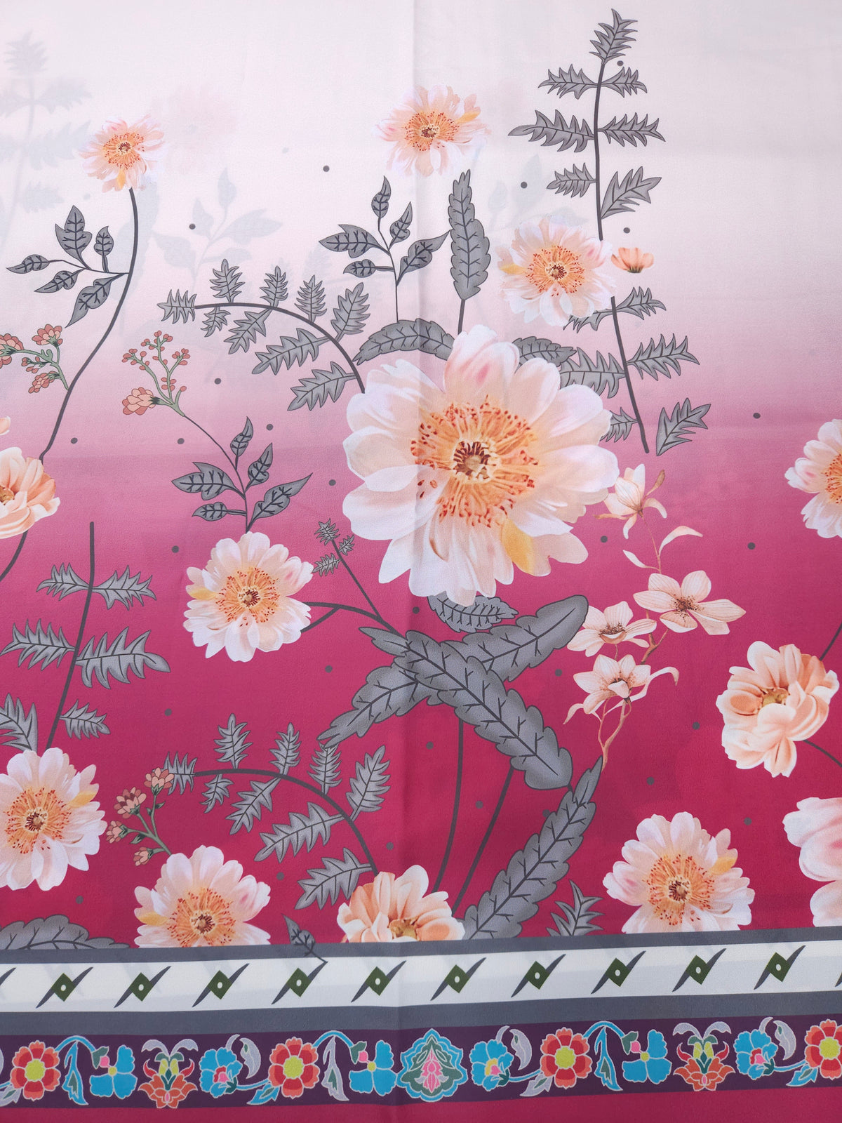 Pink Floral Armani Satin 3-Piece Farshi Salwar Suit with Digital Print Georgette Dupatta