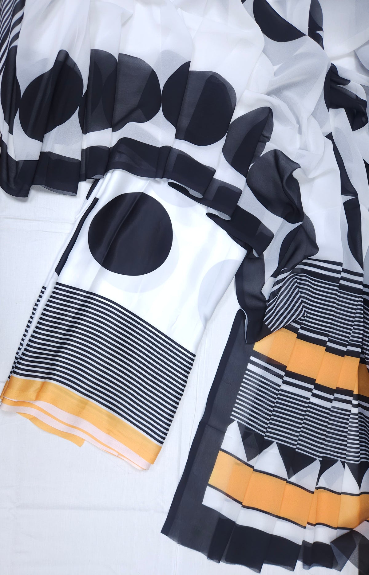 Black & White Armani Satin Farshi Salwar Suit Set with Digital Print Poly Georgette Dupatta