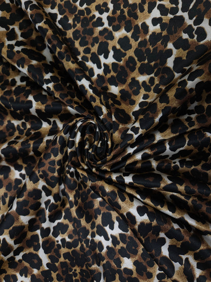 Wild Leopard Lycra Satin Fabric