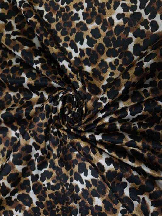 Wild Leopard Lycra Satin Fabric