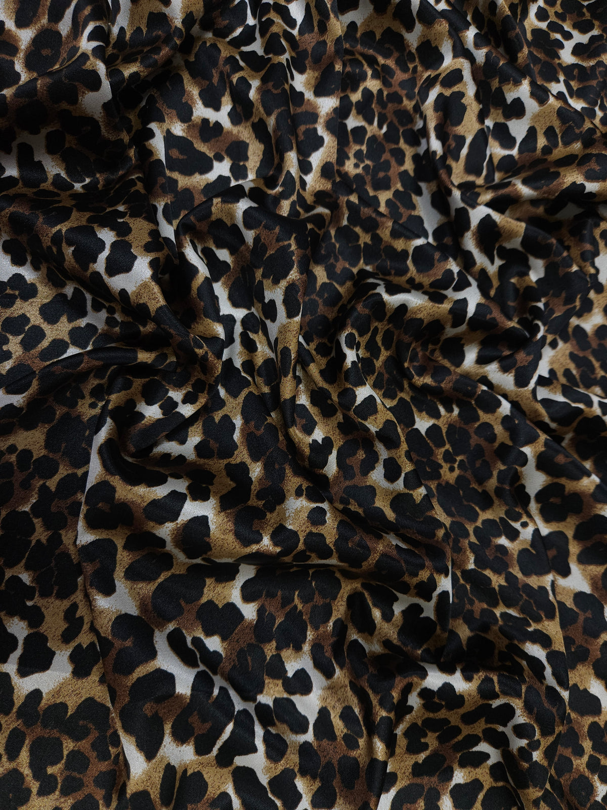 Wild Leopard Lycra Satin Fabric
