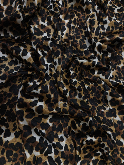 Wild Leopard Lycra Satin Fabric