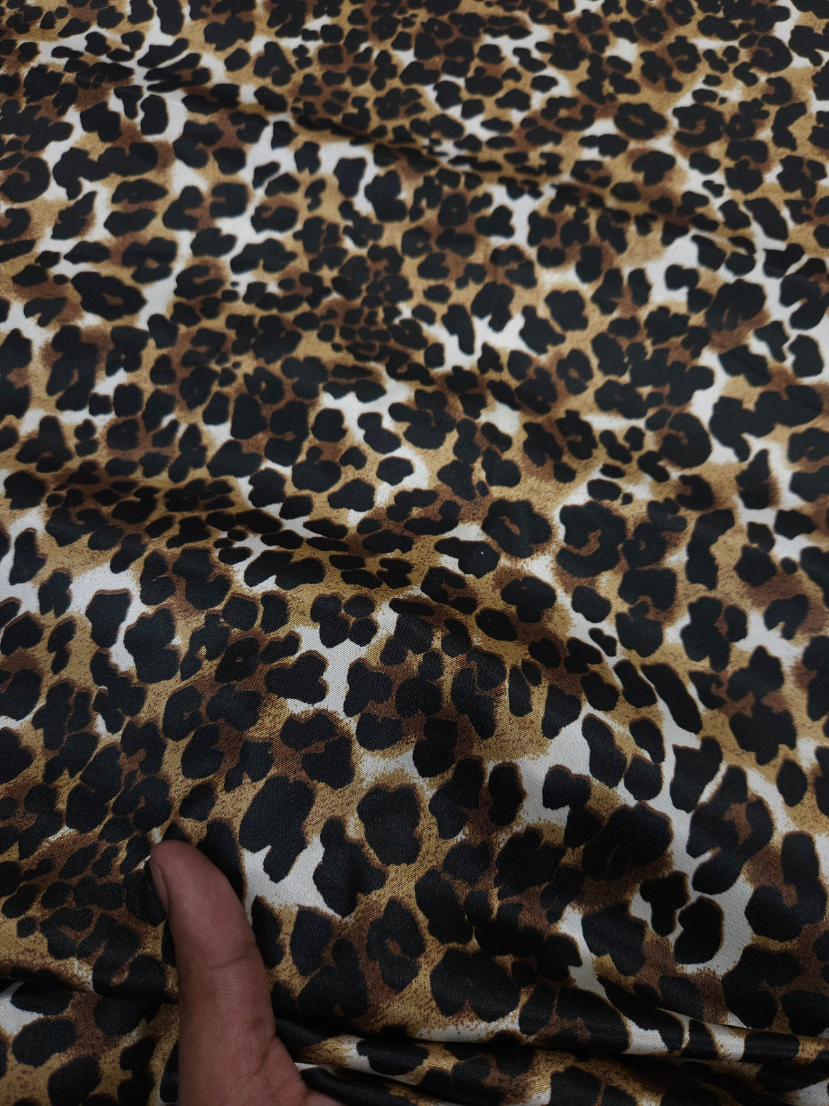 Wild Leopard Lycra Satin Fabric