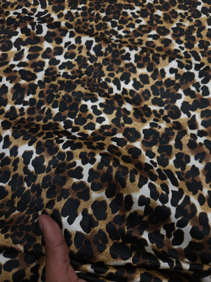 Wild Leopard Lycra Satin Fabric