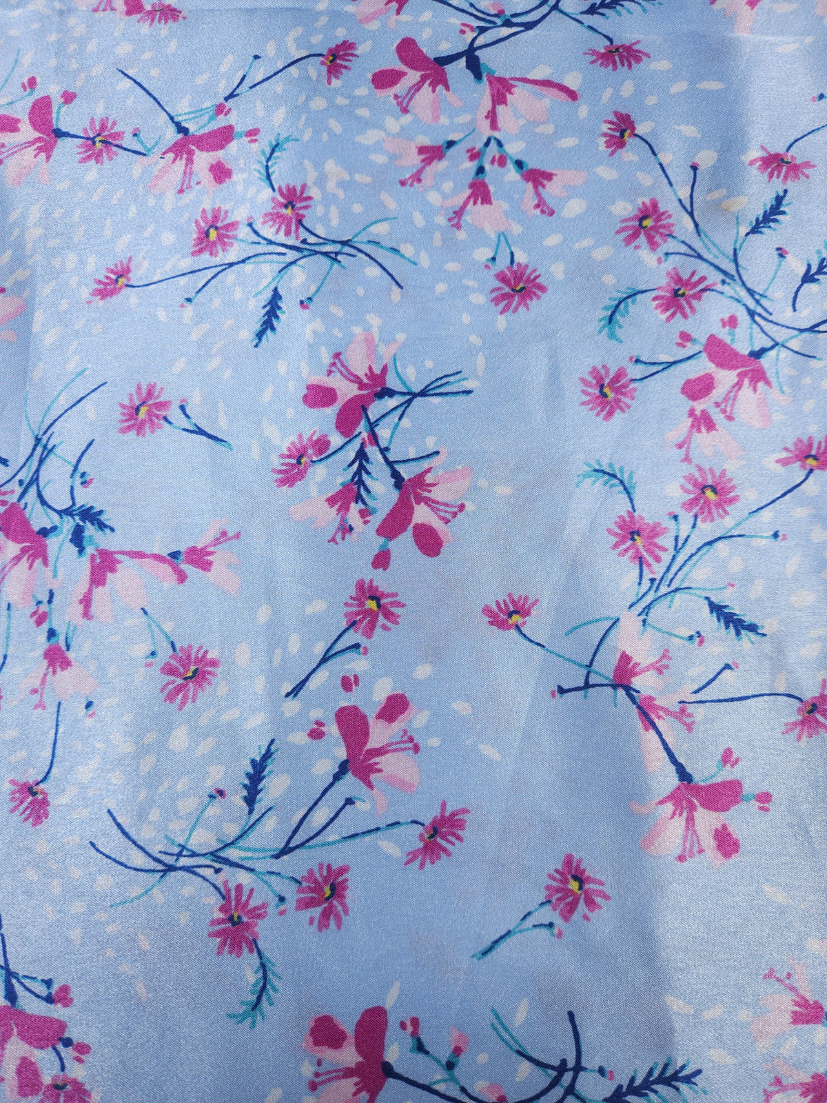 Sky Bloom Armani Satin Fabric